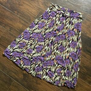 90s button down skirt purple orange and black floral sag harbor size medium